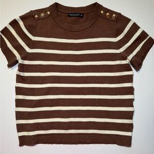 Emerson Lang Brown and White Striped Sweater Too Size M